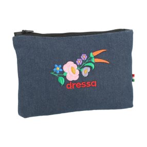   Dressa Denim kalocsai mintás hímzett női farmer neszeszer - kék