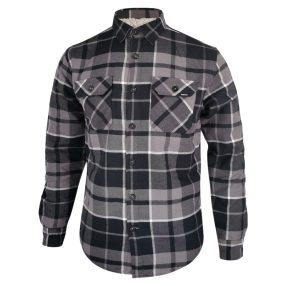   Dressa Vintage Overshirt vastag bélelt kockás férfi flanel favágó ing - szürke