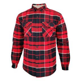   Dressa Vintage Overshirt vastag bélelt kockás férfi flanel favágó ing - piros