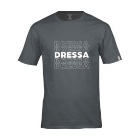   Dressa Ripples feliratos környakú rövid ujjú pamut póló - sötétszürke