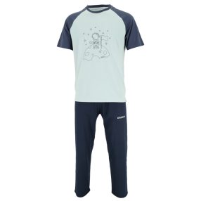   Dressa Home űrhajós mintás rövid ujjú férfi pamut pizsama - kék