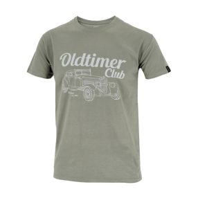Dressa Oldtimer Club autó mintás pamut póló - szürke