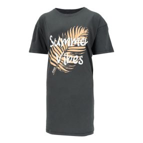   Dressa Summer Vibes feliratos organikus pamut pólóruha - sötétszürke