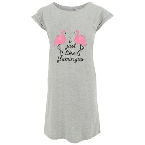   Dressa Flamingo Pink mintás pamut pólóruha - melírszürke